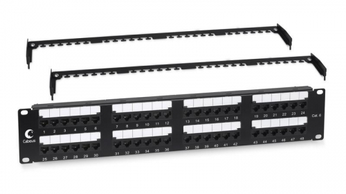 Патч-панель 19дюйм 2U 48 портов RJ45 кат.6 Dual IDC с задн. кабельн. организатором Cabeus 10657c Патч-панель 19дюйм 2U 48 портов RJ45 кат.6 Dual IDC с задн. кабельн. организатором Cabeus 10657c