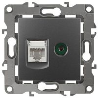 Розетка компьютерная + телевизионная Эра12 12-3110-12 RJ45 + TV IP20 графит Эра Б0027447