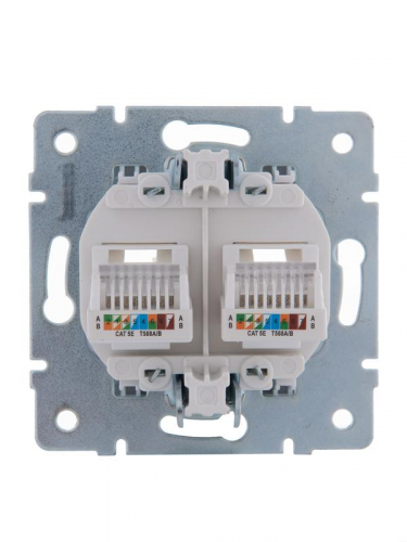 Розетка компьютерная 2-м СП Karina RJ45 механизм бел. LEZARD 707-0288-141 фото 3