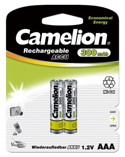Аккумулятор AAA/R03 300мА.ч NI-CD BL-2 металлик (блист.2шт) Camelion 3144 фото 3