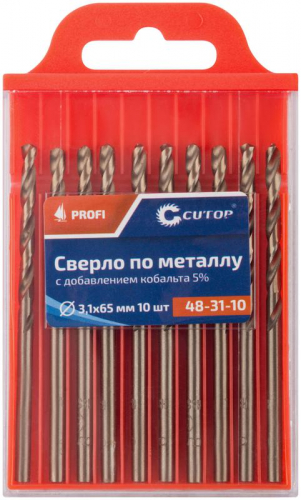 Сверло по металлу ПРОФИ/Profi 3.1х65мм с кобальтом 5% (уп.10шт) Cutop 48-31-10 фото 3 Сверло по металлу ПРОФИ/Profi 3.1х65мм с кобальтом 5% (уп.10шт) Cutop 48-31-10 фото 3