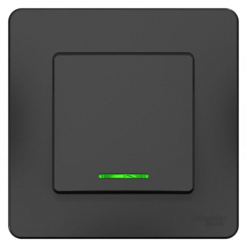 Переключатель проходной 1-кл. СП Blanca 10А IP20 (сх. 6) 250В с подсветкой антрацит SE BLNVS010616 фото 2