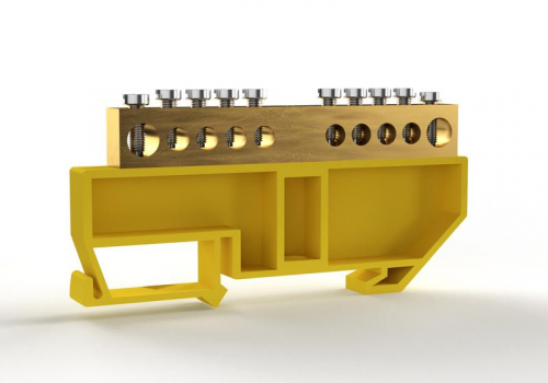 Шина PE "земля" на DIN-изоляторе 8х12мм 10 отвер. латунь TOKOV ELECTRIC TKE-BCB-812-10-DIN/PE Шина PE "земля" на DIN-изоляторе 8х12мм 10 отвер. латунь TOKOV ELECTRIC TKE-BCB-812-10-DIN/PE