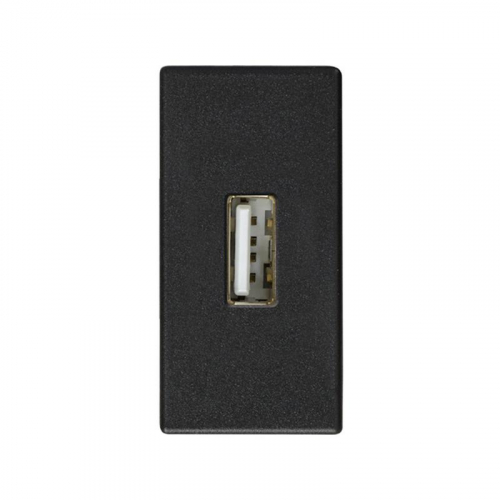 Розетка USB Simon 27 тип A 2.0 узкий модуль винты механизм графит Simon 2701090-038