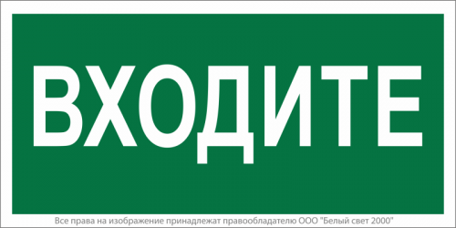 Знак безопасности NPU-2110.EC08 "Входите" Белый свет a18743