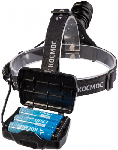 Фонарь налобный аккум. 10Вт Laser LED/Li-ion18650 3х1200мА.ч алюм. КОСМОС KOC854Lit фото 4