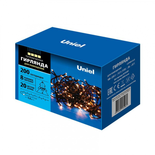 Гирлянда LED ULD-S2000-200/DGA WARM WHITE IP20 20м 200 диодов тепл. бел. свет провод зел. Uniel UL-00007308 фото 10 Гирлянда LED ULD-S2000-200/DGA WARM WHITE IP20 20м 200 диодов тепл. бел. свет провод зел. Uniel UL-00007308 фото 10