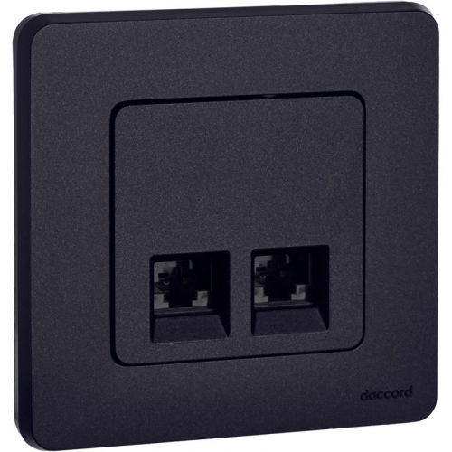 Розетка компьютерная 2-м Inspiria RJ45 кат.5E UTP антрацит IEK 673838 фото 3 Розетка компьютерная 2-м СП Inspiria RJ45 кат.5E UTP IP20 антрацит IEK 673838 фото 3