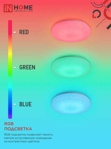 Светильник светодиодный COMFORT FROST-RGB 75Вт 3000-6500К 4400лм 230В 495х85мм с пультом ДУ IN HOME 4690612044644 фото 4
