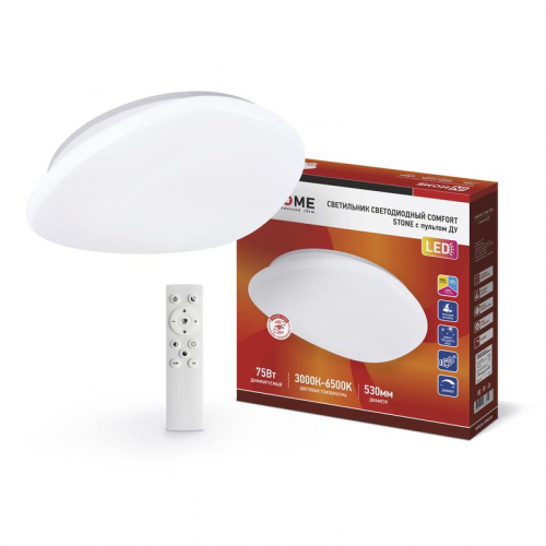 Светильник светодиодный COMFORT STONE 75Вт 3000-6500К 6000лм 230В 530х105мм с пультом ДУ IN HOME 4690612035642