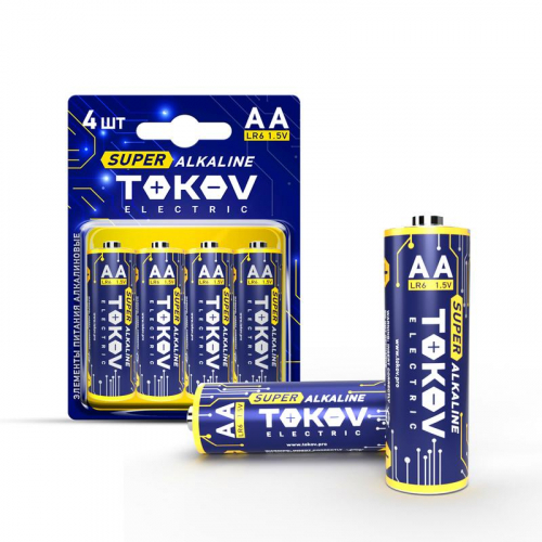 Элемент питания алкалиновый AA/LR6 (блист.4шт) TOKOV ELECTRIC TKE-ALS-LR6/B4 фото 2 Элемент питания алкалиновый AA/LR6 (блист.4шт) TOKOV ELECTRIC TKE-ALS-LR6/B4 фото 2