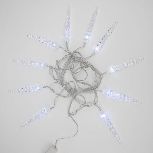 Гирлянда светодиодная "Айсикл" (бахрома) "Сосульки" 1.5х0.25м 10LED бел. 0.51Вт IP20 провод прозр. Neon-Night 303-068 фото 5