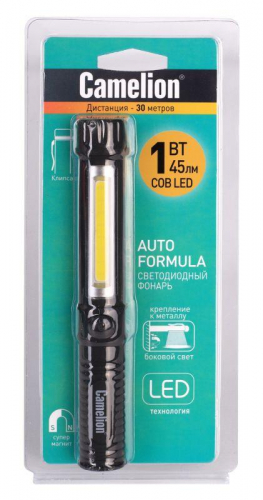 Фонарь-ручка LED51521 COB LED + 1Вт LED 3хR03 магнит клипса пластик. черн. (блист.) Camelion 13361 фото 11