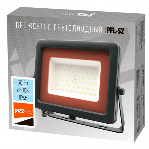 Прожектор светодиодный PFL-S2 50Вт 6500К IP65 220–240В ДО с клапаном закален. матов. стекло сер. JazzWay 2853301D фото 6