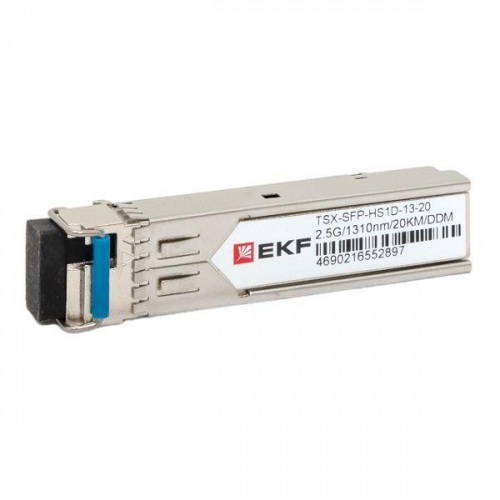 Модуль SFP 2.5Гб одинарное одномодовое оптоволокно 1310нм дальность 20км TSX EKF TSX-SFP-HS1D-13-20 Модуль SFP 2.5Гб одинарное одномодовое оптоволокно 1310нм дальность 20км TSX EKF TSX-SFP-HS1D-13-20
