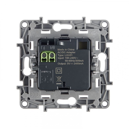 Розетка USB 2-м СП 2мод. Etika 240В/5В 2400мА механизм алюм. IEK 672494 фото 4