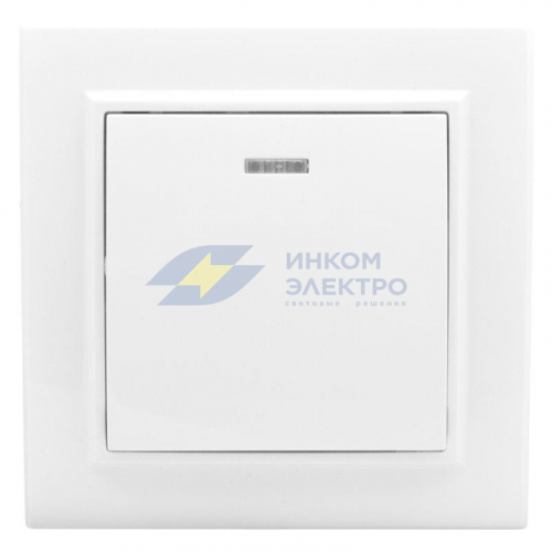 Выключатель 1-кл. СП Минск 10А IP20 с индикатором бел. Basic EKF ERV10-121-10