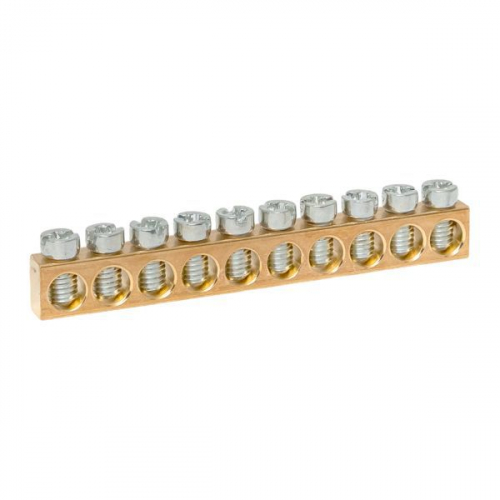 Шина PEN "ноль-земля" (6х9мм) 10 отв. для щитов Nova Unix Unix65 EKF nv-k10 Шина PEN "ноль-земля" (6х9мм) 10 отв. для щитов Nova Unix Unix65 EKF nv-k10