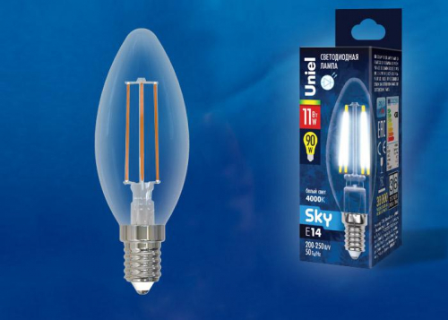 Лампа светодиодная LED-C35-11W-4000K-E14-CL PLS02WH 11Вт свеча 4000К нейтр. бел. (упак. картон). Uniel UL-00005165 Лампа светодиодная LED-C35-11W-4000K-E14-CL PLS02WH 11Вт свеча 4000К нейтр. бел. (упак. картон). Uniel UL-00005165