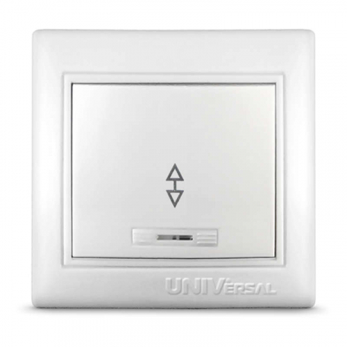 Переключатель проходной 1-кл. СП Севиль 10А IP20 с подсветкой бел. UNIVersal С0125 Переключатель проходной 1-кл. СП Севиль 10А IP20 с подсветкой бел. UNIVersal С0125