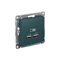 Розетка USB AtlasDesign тип A+A 5В 1х2.1А 2х1.05А механизм изумруд SE ATN000833