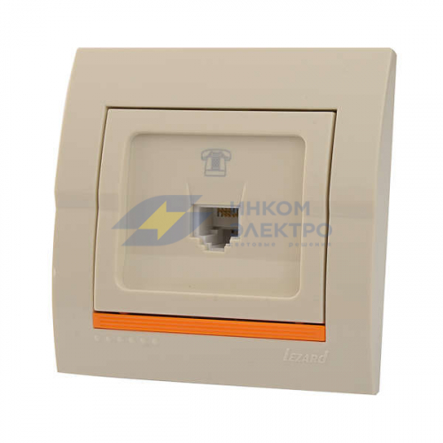 Розетка телефонная 1-м СП Deriy RJ11 16А IP20 евро стандарт крем. LEZARD 702-0303-137