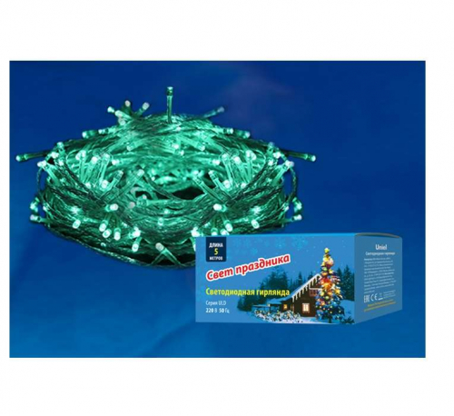Гирлянда светодиодная ULD-S0500-050/DTA GREEN IP20 5м с контроллером 50 светодиодов зел. провод прозр. Uniel UL-00005760