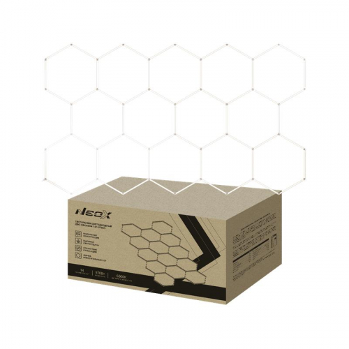 Светильник светодиодный ДБО-HEXAGON 14С-57065 570Вт 6500К 230В 4027х2325мм 14 сот 0.5м шнур с вилкой NEOX 4690612066653 Светильник светодиодный ДБО-HEXAGON 14С-57065 570Вт 6500К 230В 4027х2325мм 14 сот 0.5м шнур с вилкой NEOX 4690612066653