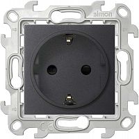 Розетка 1-м СП Simon 24 16А IP20 2P+E Schuko защ. шторки механизм графит Simon 2450432-038
