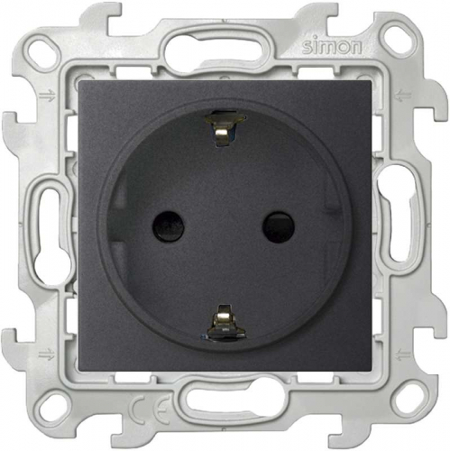 Розетка 1-м СП Simon 24 16А IP20 2P+E Schuko защ. шторки механизм графит Simon 2450432-038 Розетка 1-м СП Simon 24 16А IP20 2P+E Schuko защ. шторки механизм графит Simon 2450432-038