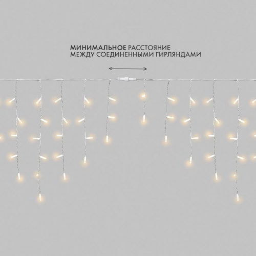 Гирлянда светодиодная "Айсикл" (бахрома) 4х0.6м 128LED тепл. бел. 10Вт 230В IP67 провод каучук бел. (нужен шнур питания 315-001) Neon-Night 255-206 фото 2 Гирлянда светодиодная "Айсикл" (бахрома) 4х0.6м 128LED тепл. бел. 10Вт 230В IP67 провод каучук бел. (нужен шнур питания 315-001) Neon-Night 255-206 фото 2
