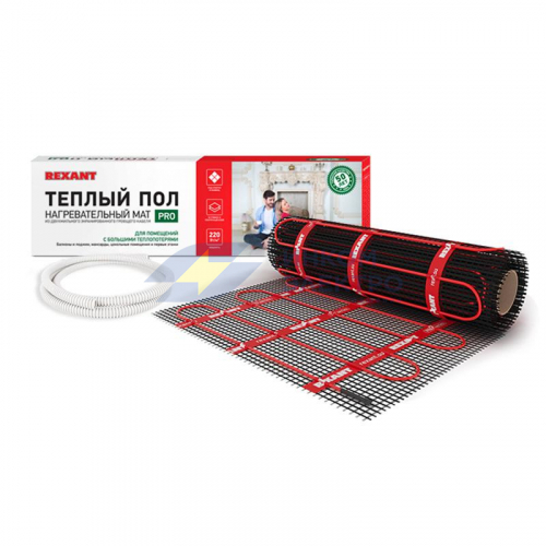 Комплект "Теплый пол" (мат) PRO (RNX -2.0-440 2.0кв.м. (0.5х4.0 м) 440Вт двухжильный с экраном Rexant 51-0012 Комплект "Теплый пол" (мат) PRO (RNX -2.0-440 2.0кв.м. (0.5х4.0 м) 440Вт двухжильный с экраном Rexant 51-0012
