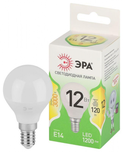 Лампа светодиодная GREEN LINE P45-12W-830-E14 GL 12Вт шар 3000К свет тепл. E14 Эра Б0067042 Лампа светодиодная GREEN LINE P45-12W-830-E14 GL 12Вт шар 3000К свет тепл. E14 Эра Б0067042