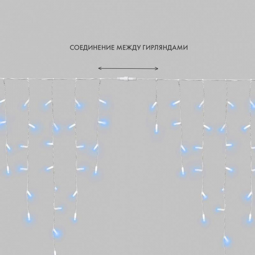 Гирлянда светодиодная "Айсикл" (бахрома) 5.6х0.9м 240LED син. 16Вт 230В IP67 провод каучук бел. Neon-Night 255-283 фото 8 Гирлянда светодиодная "Айсикл" (бахрома) 5.6х0.9м 240LED син. 16Вт 230В IP67 провод каучук бел. Neon-Night 255-283 фото 8