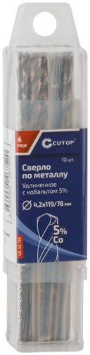 Сверло по металлу удлиненное ПРОФИ/Profi 4.2х119мм с кобальтом 5% (уп.10шт) Cutop 48-42-119 фото 3