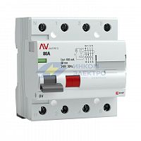 Выключатель дифференциального тока (УЗО) 4п 80А 100мА тип S DV AVERES EKF rccb-4-80-100-s-av