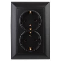 Розетка 2-м СП Solo 4-205-05 16А 250В IP20 2х2P+E Schuko с заземл. антрацит Intro Б0053677