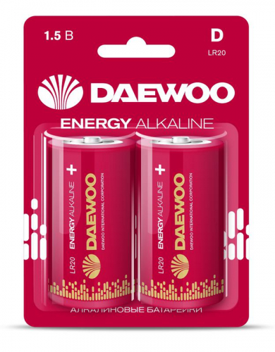 Элемент питания алкалиновый D/LR20 1.5В Energy Alkaline 2021 BL-2 (уп.2шт) DAEWOO 5030022 Элемент питания алкалиновый D/LR20 1.5В Energy Alkaline 2021 BL-2 (уп.2шт) DAEWOO 5030022
