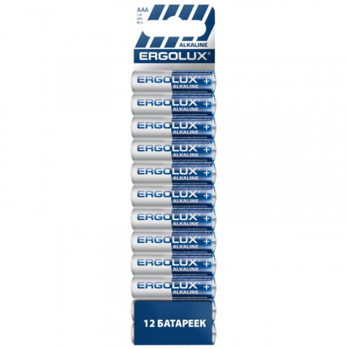 Элемент питания алкалиновый AAA/LR03 1.5В Alkaline BP12 ПРОМО (уп.12шт) Ergolux 15198