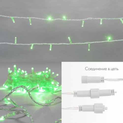 Гирлянда светодиодная "Нить" 10м 100LED зел. 12Вт 24В IP65 эффект мерцания провод ПВХ прозр. Neon-Night 305-254 фото 3 Гирлянда светодиодная "Нить" 10м 100LED зел. 12Вт 24В IP65 эффект мерцания провод ПВХ прозр. Neon-Night 305-254 фото 3