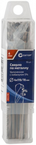 Сверло по металлу удлиненное Profi с кобальтом 5% 4х119мм (уп.10шт) Cutop 48-4-119 фото 3
