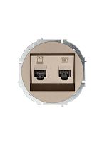 Розетка компьютерная + телефонная OSEN RJ45 кат.6 + RJ11 с модулем механизм титан LEZARD 743-3788-144