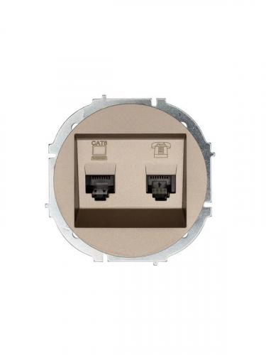 Розетка компьютерная + телефонная OSEN RJ45 кат.6 + RJ11 с модулем механизм титан LEZARD 743-3788-144 Розетка компьютерная + телефонная OSEN RJ45 кат.6 + RJ11 с модулем механизм титан LEZARD 743-3788-144