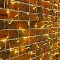 Гирлянда светодиодная "Занавес" 2х9м 1200LED тепл. бел. 230В IP65 эффект мерцания провод ПВХ прозр. соединяется нужен шнур 303-500-1 Neon-Night 235-696