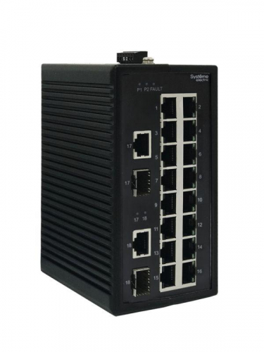Коммутатор промышленный неуправляемый Ethernet 16х10/100BaseT 2х100/1000BaseX SFP SE NSETU118T16X02A