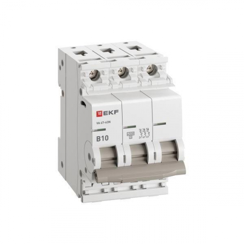 Выключатель автоматический 3п B 10А 4.5кА ВА 47-63N PROxima EKF M634310B фото 3