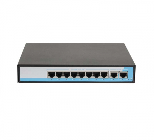 Коммутатор неуправляемый 8PoE(802.3af) порта 10/100Мбит/с до 250м кат.6 2 Upl 150W NIKOMAX GL-SW-F005-08P