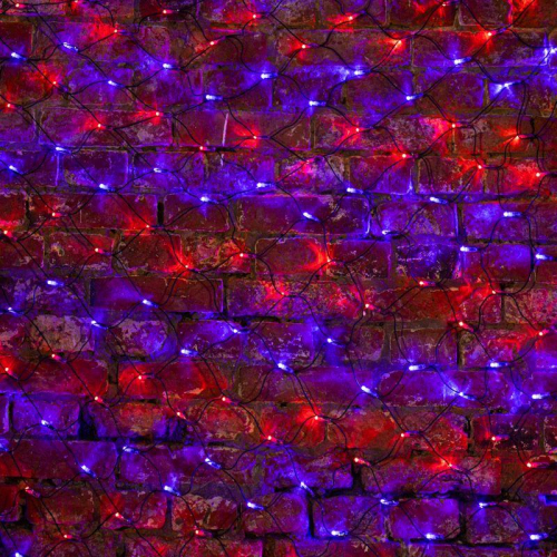 Гирлянда светодиодная "Сеть" 2.5х2.5м 432LED красн./син. 26Вт 220-240В IP65 провод ПВХ черн. Neon-Night 215-033