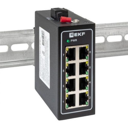 Коммутатор неуправляемый промышленный U-8T 8 портов 10/100Base-T(X) RJ45 монтаж на DIN-рейку TSX EKF TSX-U-8T фото 5