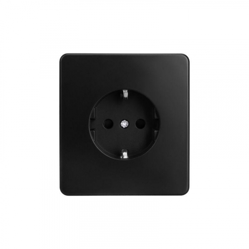 Розетка 1-м СП ROUND MIELE 16А с заземл. защ. шторки оникс Kranz KR-78-0701-3